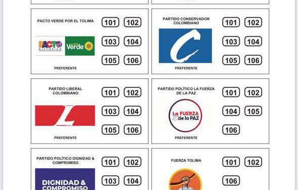 Así quedó definido el tarjetón para la Cámara de Representantes por el Tolima