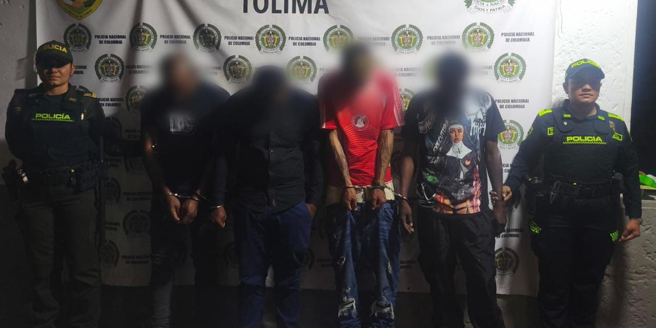 En Lérida: Policía capturó a cuatro personas por hurto y decomisó arma traumática  Lérida, Tolima.