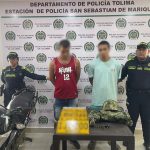 Contundente golpe contra el homicidio en el norte del Tolima: Capturados Alias Pantera y Alias Cúcuta por homicidio, porte ilegal de armas de fuego, entre otros delitos.
