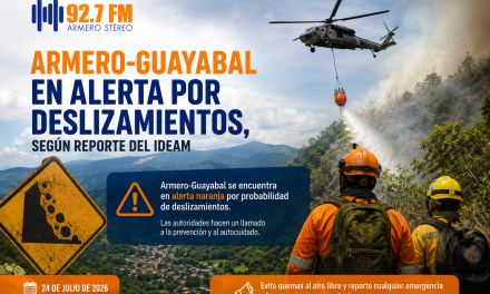 Armero-Guayabal permanece en alerta por riesgo de deslizamientos, según el más reciente reporte del IDEAM