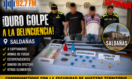 Megaoperativo en Saldaña deja dos capturados y la incautación de armas de fuego, Tussi y dinero en efectivo