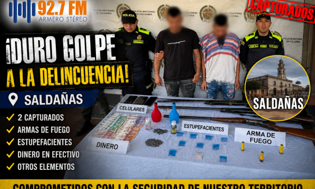 Megaoperativo en Saldaña deja dos capturados y la incautación de armas de fuego, Tussi y dinero en efectivo