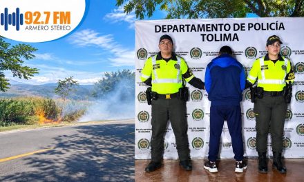 EN ARMERO GUAYABAL FUE CAPTURADO UN HOMBRE SEÑALADO DE PROVOCAR UN INCENDIO A UN COSTADO DE LA VÍA